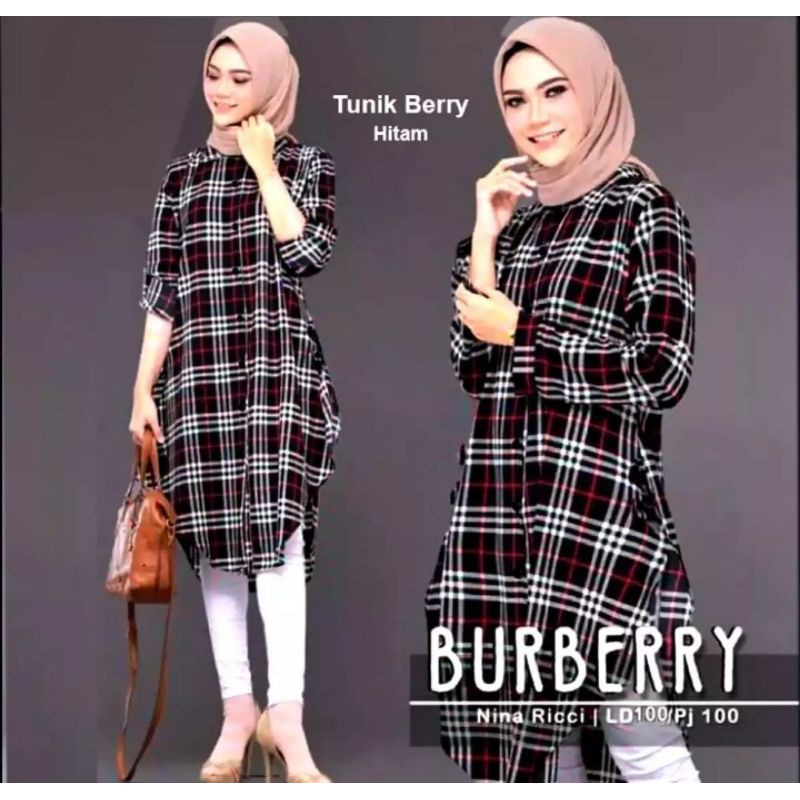 Tunik Kotak Burberry/ Tunik Terbaru Bisa COD (Bayar Ditempat)