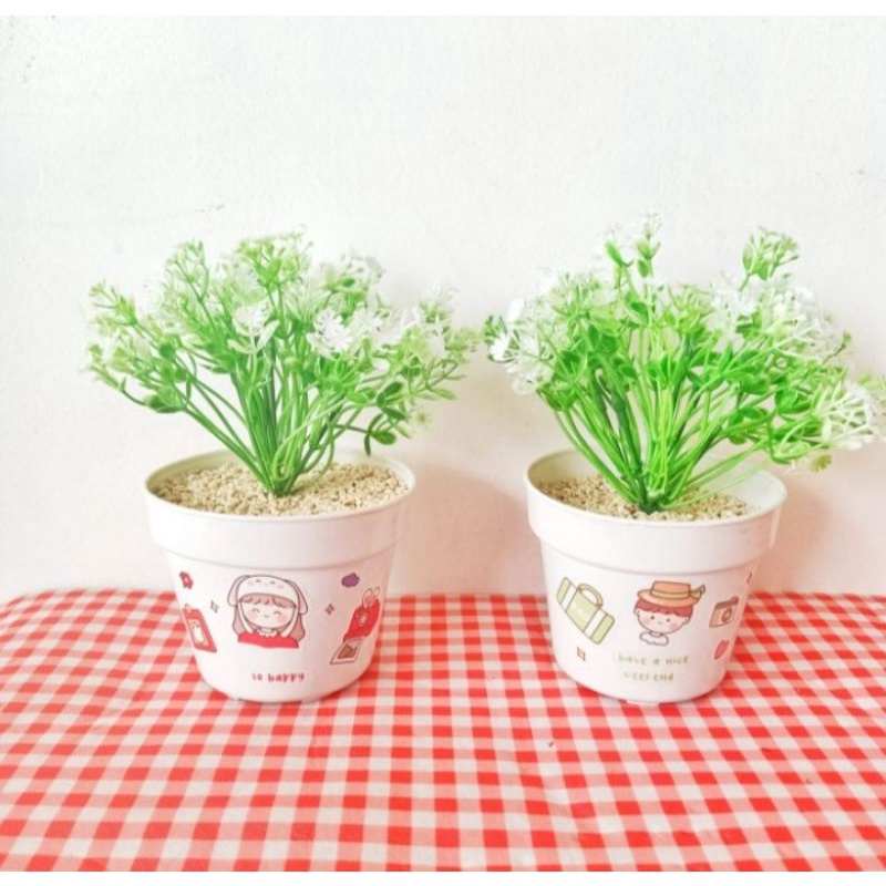 bunga hias plastik rumput bunga baby breath artificial dekorasi hias pot bunga