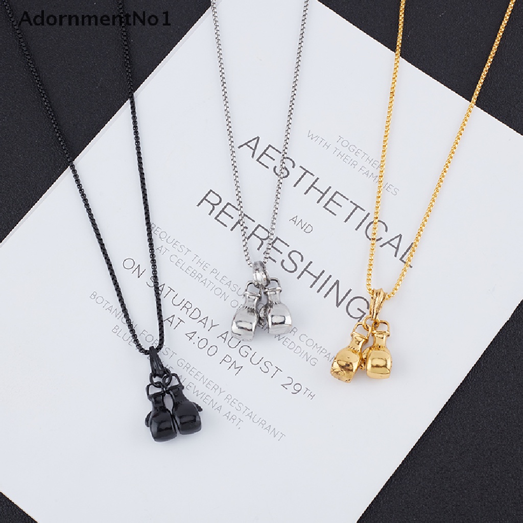 (AdornmentNo1) Kalung Rantai titanium steel Pendan Sarung Tinju fitness Gaya Retro punk