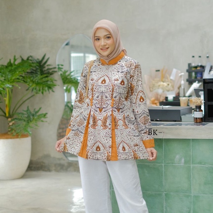 Baju Batik Wanita Modern Atasan Blouse Batik Kerja Kantor Wanita Seragam Batik M L XL XXL