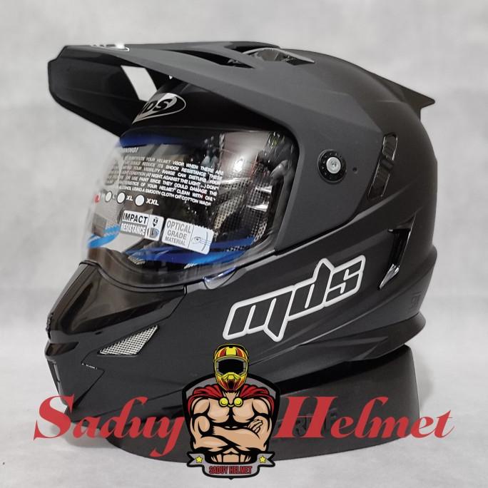 Helm Mds Super Pro Black Matt / Hitam Dop - Full Face Super Moto Asyaqilamall