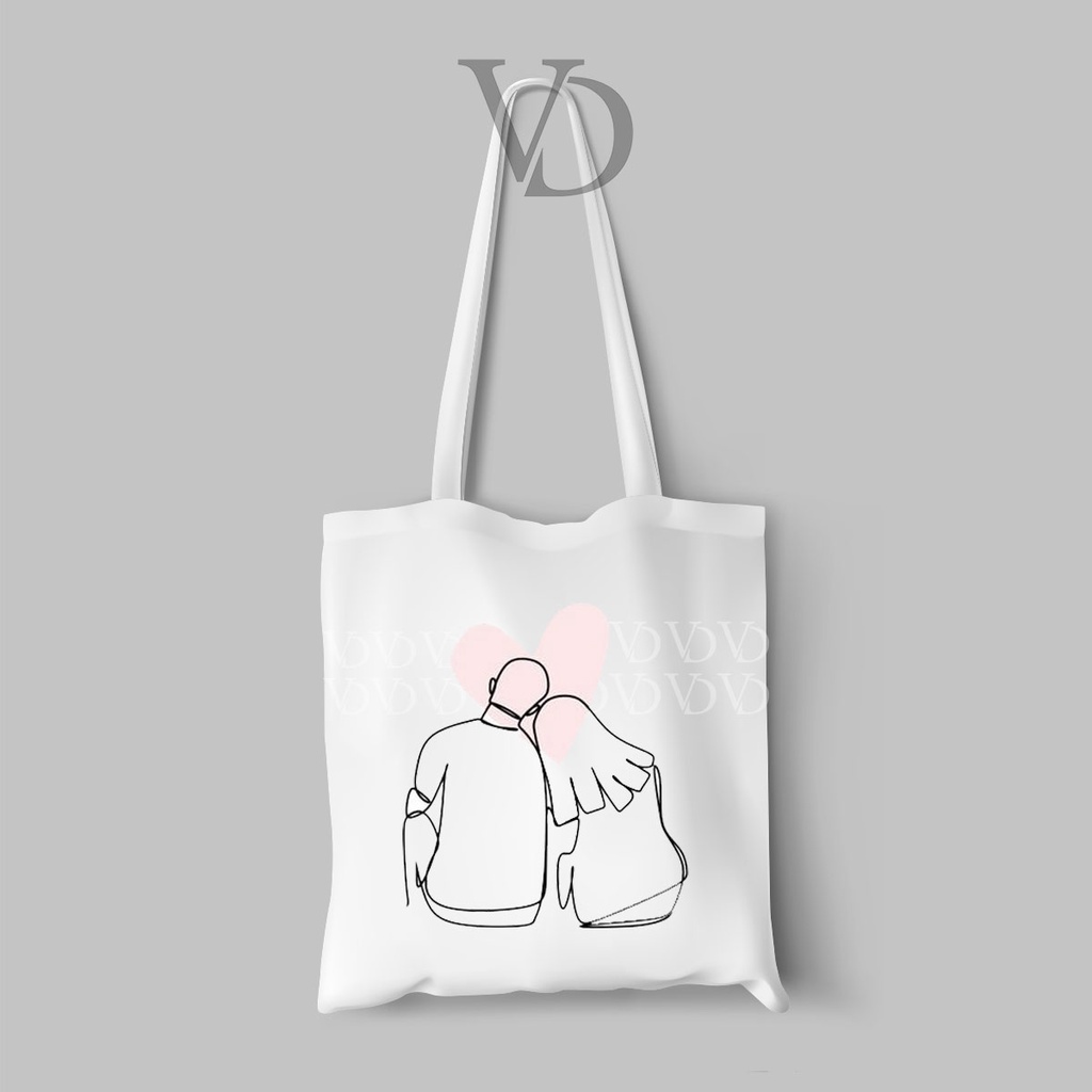 tote bag kanvas motif line art drawing / tas belanja aesthetic