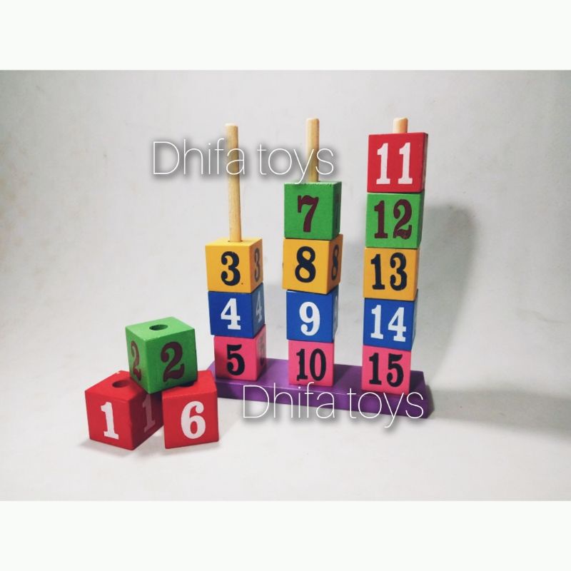 Menara Angka - Mainan Edukasi Kayu Balok Susun | Mainan Edukasi Anak TK/Paud