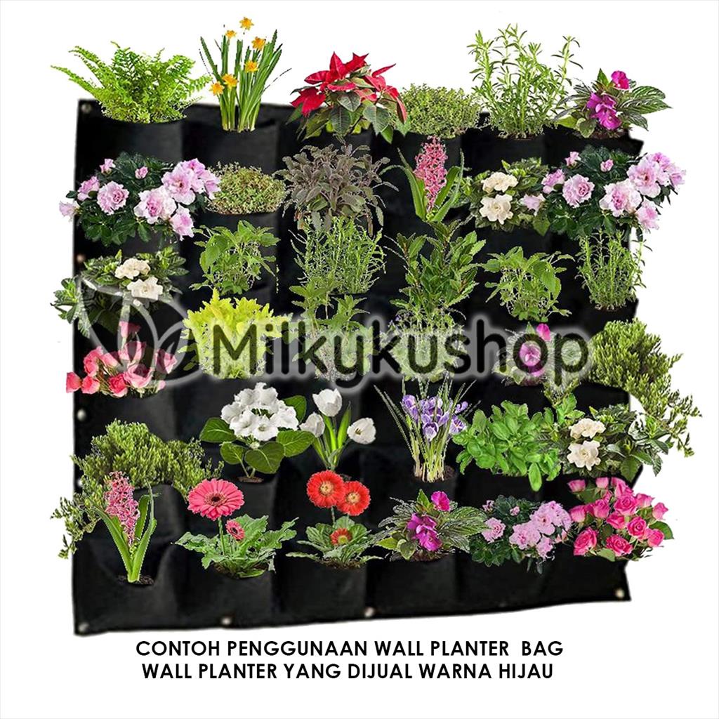 WALL PLANTER BAG EASY GROW 15 KANTONG - HIJAU VERTICAL GARDEN POCKETS