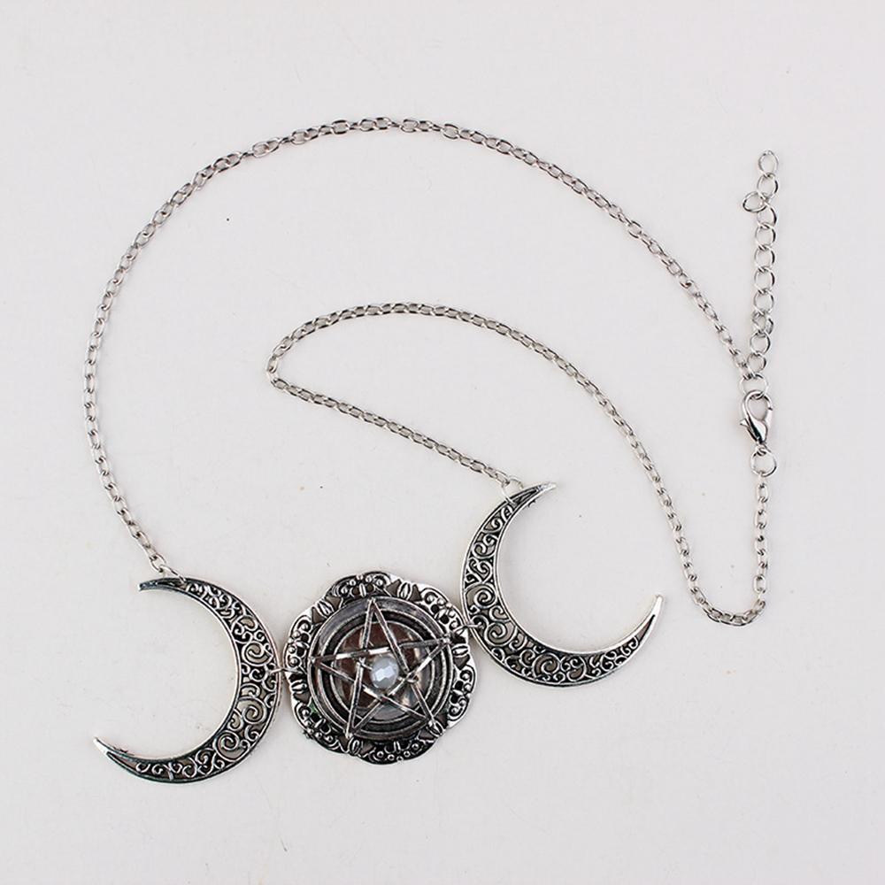 Preva Kalung Triple Moon Perhiasan Pagan Baru Dewi Choker