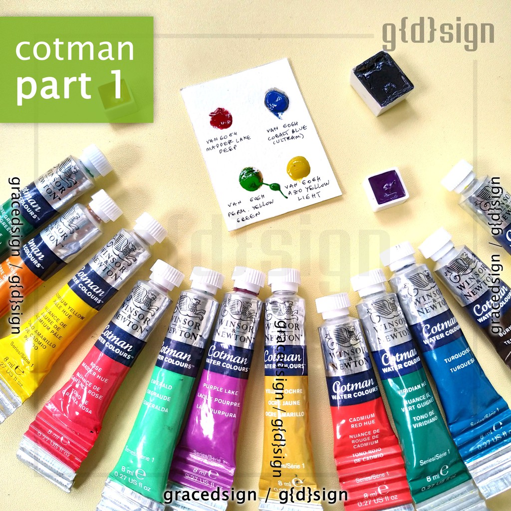 

Winsor & Newton Cotman Watercolors Share Tube Cat Air Hand Poured Dot Card Mini Pan Half Pan Part 1