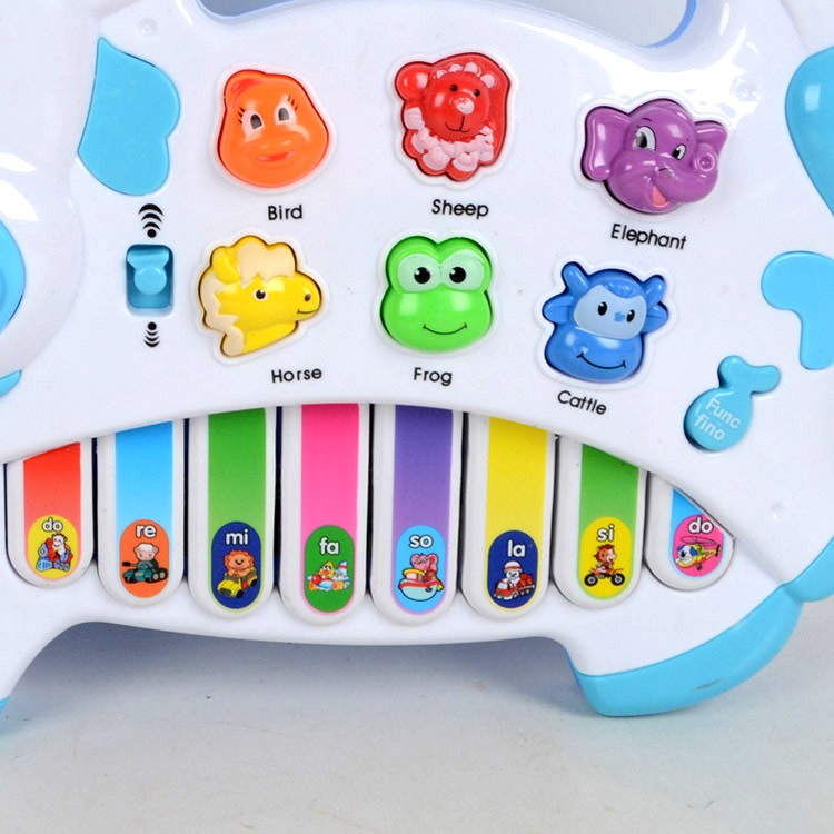 【Stok Baru】Mainan piano musik berbentuk kartun hewan dengan 16 not dan dapat bersinar