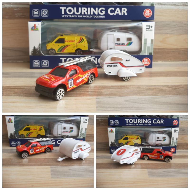 Diecast Mobil Derek Camper Van Alloy Mainan Miniatur Truk Touring Car