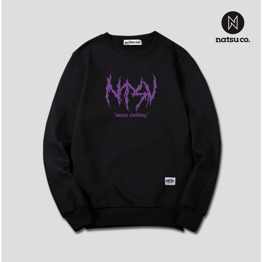 Crewneck Sweater Font Metal Pria Wanita NTSU METAL Ungu Premium Quality NATSU CO x PANDAWA HOODIE