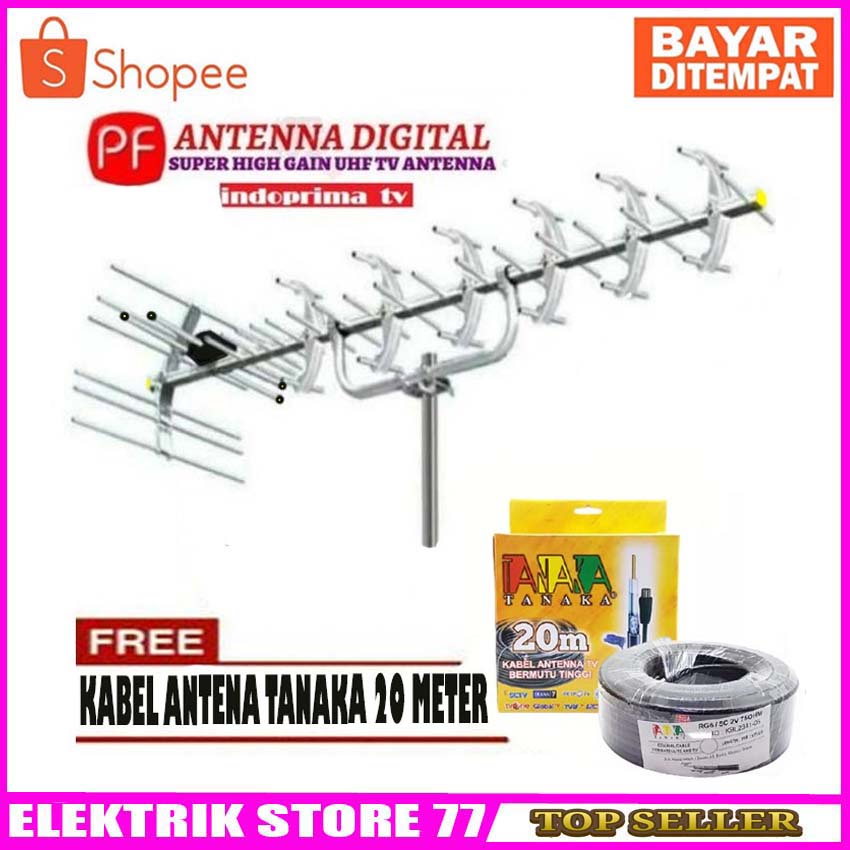 Antena Tv PF HDU-19 FREE kabel Antena TANAKA 20 meter cocok buat TV apa aja