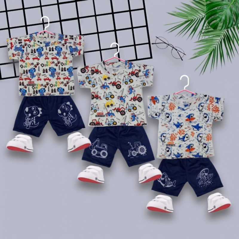 setalan baby fullprint clna denim || BABY SHARK || setelan baby cowok || untuk umur 0-12 bln...