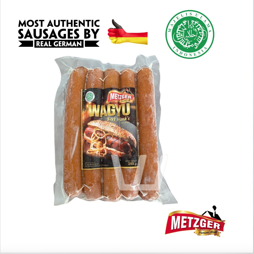 

Metzger Sosis Sapi Halal Wagyu Beef Frankfurter premium Sausage 350gr (5 X70G)