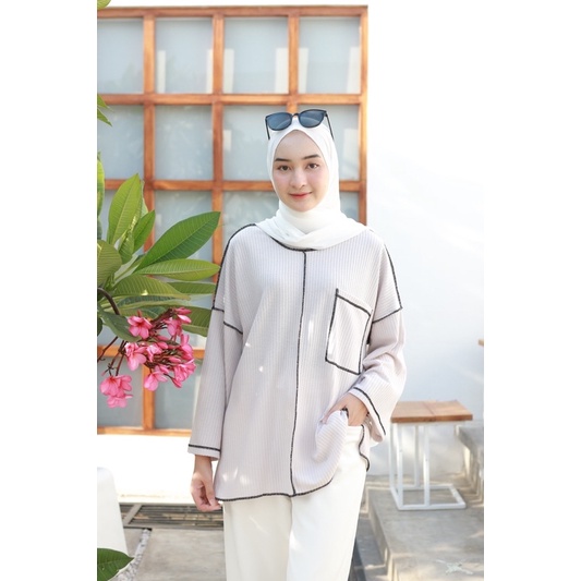 BUBA BASIC (Ld 120) - Atasan Blouse Polos Bahan Wafer Oversize