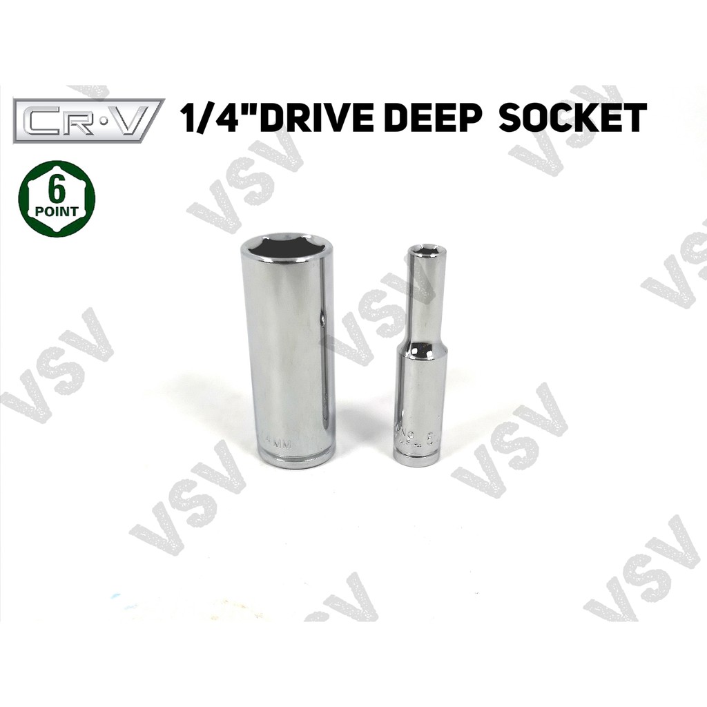 Gestar Deep Sok 1/4&quot;Drive 6PT 5/32&quot;, 3/16&quot;, 7/32&quot;, 1/4&quot;, 9/32&quot;, 5/16&quot; inch Deep Socket Sok panjang