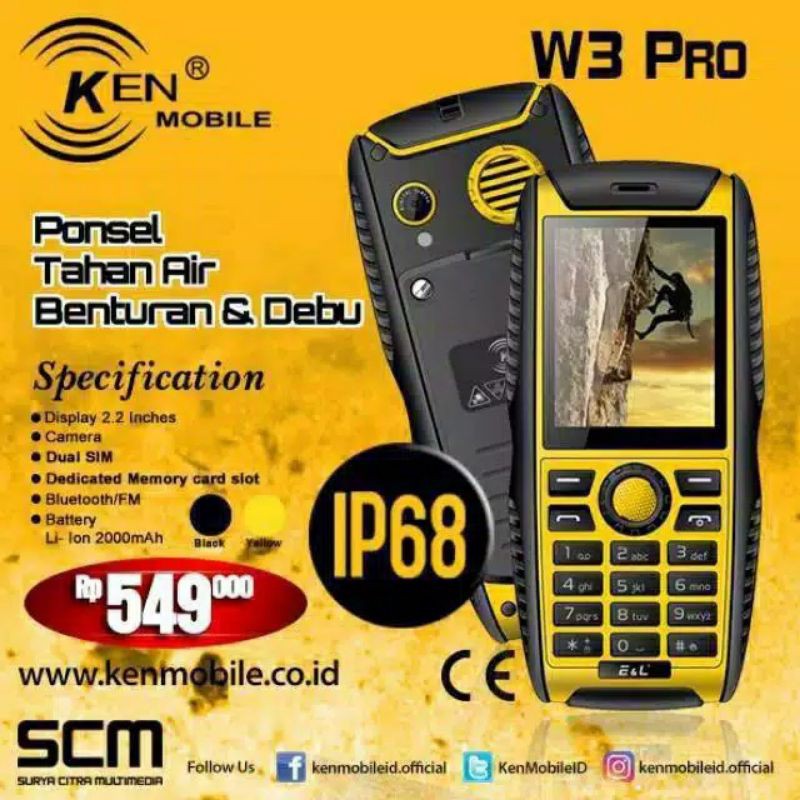 ken mobile w3 pro hp candibar anti air hp murah-1