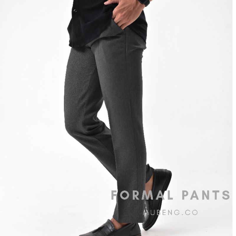 Celana formal/celana kantor/celana kerja/celana bahan slimfit Dark Grey(Abu Tua)