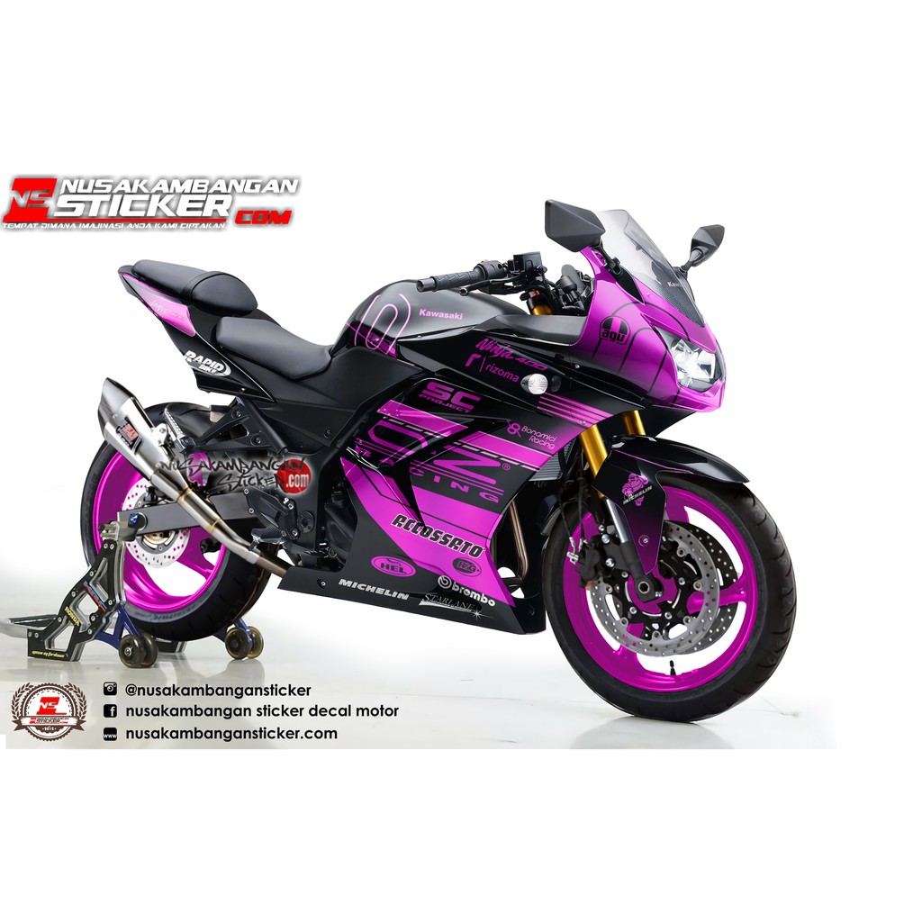 Decal Sticker Ninja 250 Karbu Oz Racing pink magenta