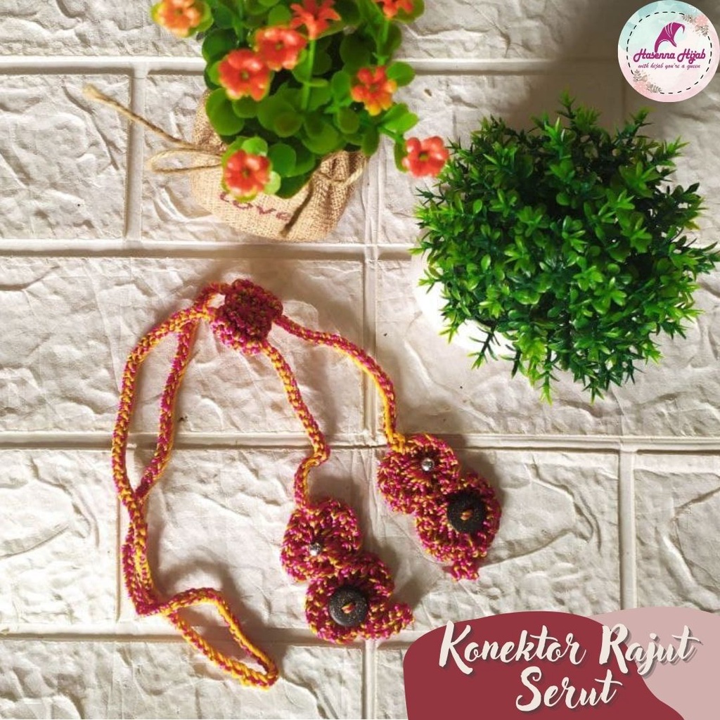 Konektor Masker Hijab Serut Tali Rajut 2 in 1 Rajut Hand Made