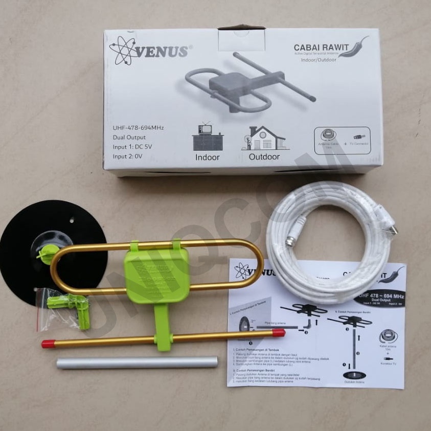 Antena TV Digital Indoor Outdoor Venus Cabai Rawit  2 Output