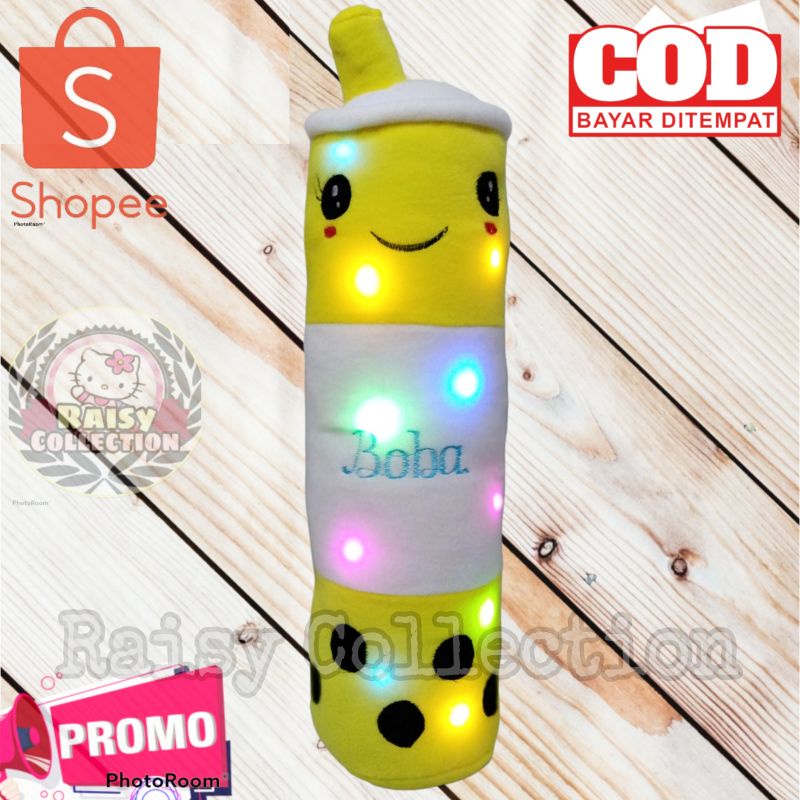 Guling Boba LED 60 cm - Boneka Guling Boba LED 60cm Nyala Kedip Lucu - Guling Boba LED Viral