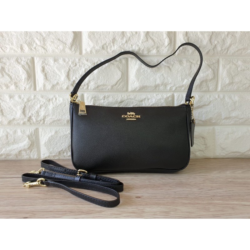 Jual Coach Top Handle Pouch Black Leather Shopee Indonesia