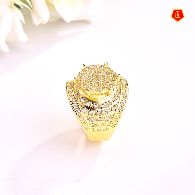 [Ready Stock]Women's 18K Gold Micro-Inlaid Diamond Ring