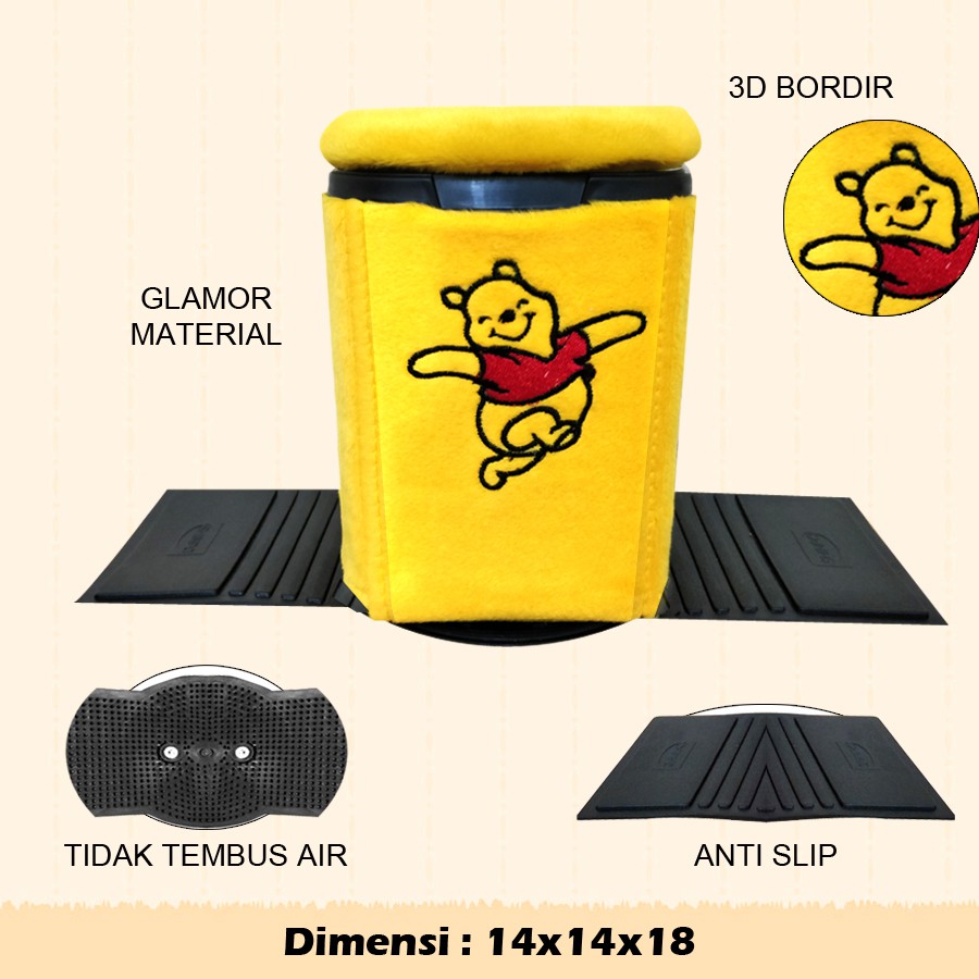 Tempat Sampah Mobil Pooh - Tempat Sampah Mobil Karakter Winne the Pooh