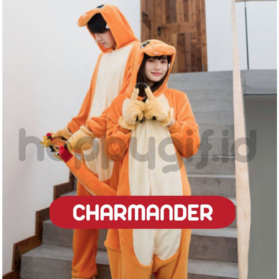BAJU KOSTUM ONESIE PIYAMA KIGURUMI DINO SULLEY DEWASA-CHARMANDER