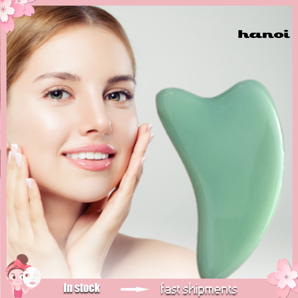 HQTM_Guasha Stone Heart-Shaped Prevent Wrinkle Green Relax Muscle Guasha Scraper Stone for Unisex