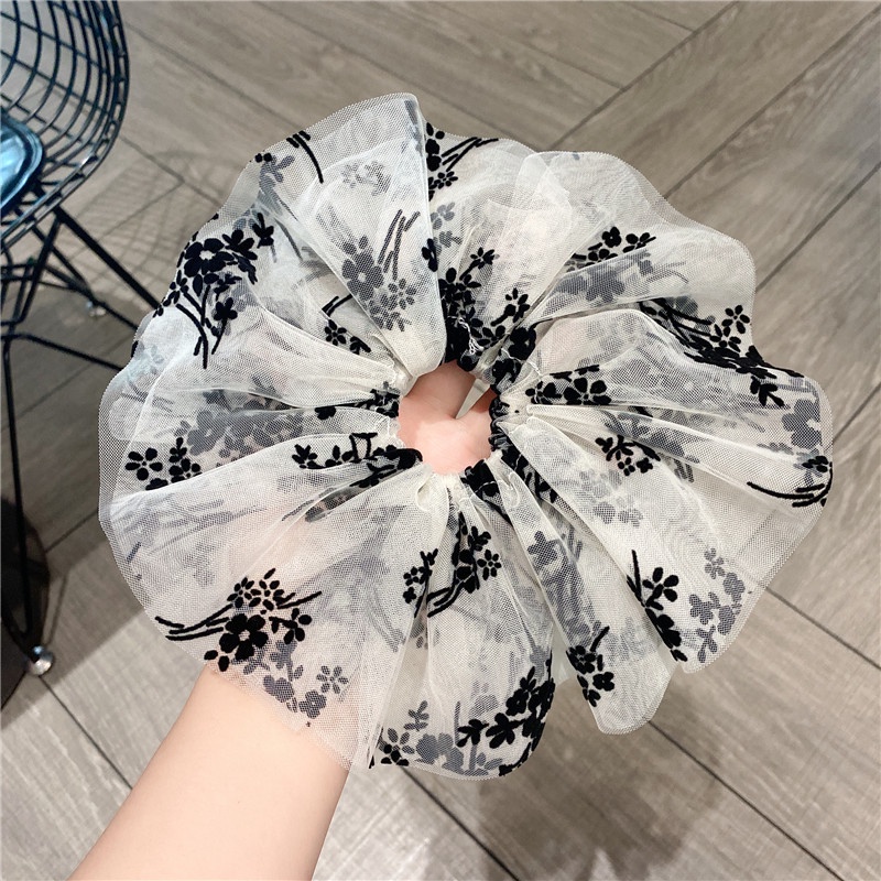 Caliloops Asher Scrunchie Ikat Rambut Karet Kuncir Hijab Besar Bunga