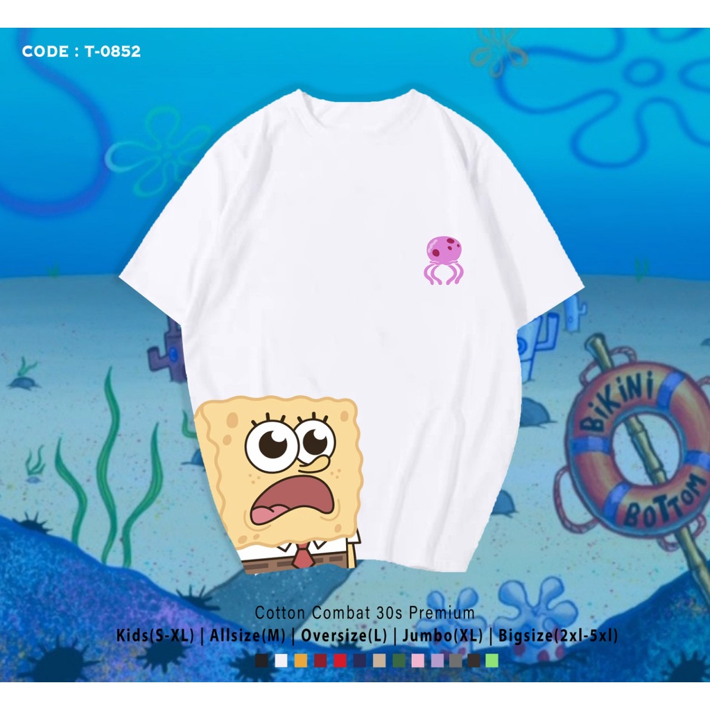 KAOS TERBARU / PRIA WANITA / KAOS POPULER / REAL PICTURE / SPONGEBOBS SYOK / BEST SELLER / CUSTOM TEE