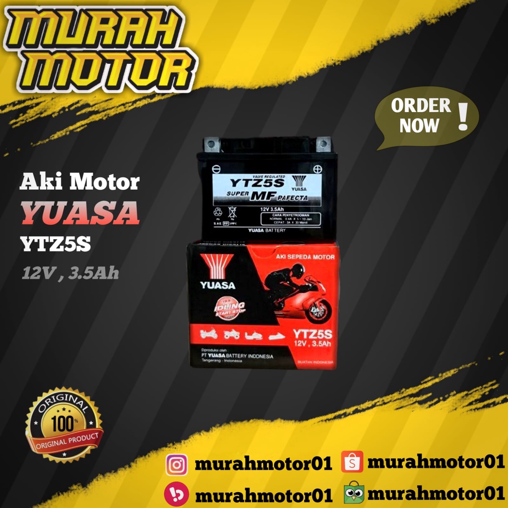 Aki Original motor Yamaha Matic Yuasa YTZ4V / YTZ5S aki kering.