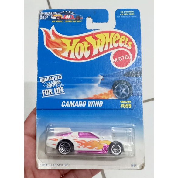 hotwheels CAMARO WIND COLLECTOR NO 599 BLUE CARD CARD LAWAS MADE IN MATTEL CHINA