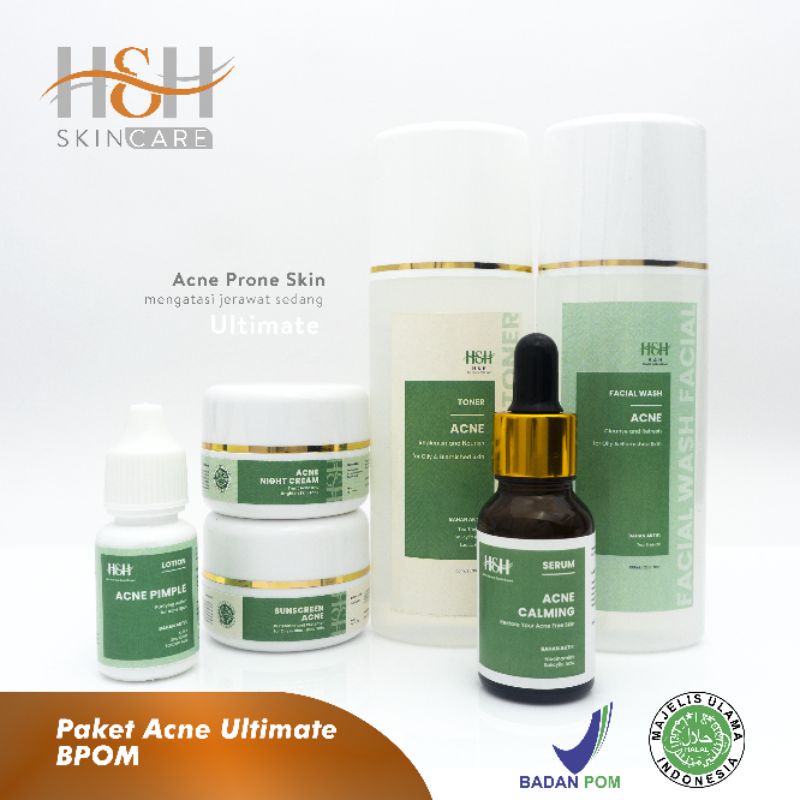 H&H Paket Acne Ultimate Bpom Perawatan Wajah Atasi Jerawat Sedang / Acne Prone Skin-1