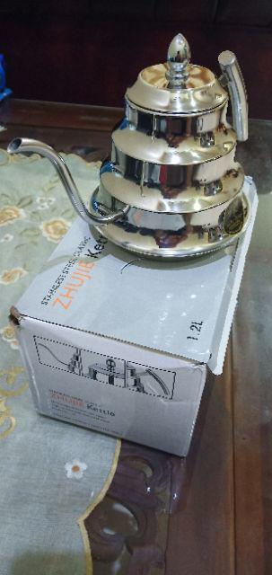 Teko Leher Angsa 1,2 Ltr Kopi Gooseneck Kettle /coffee Pot Stainless Steel Zhujie