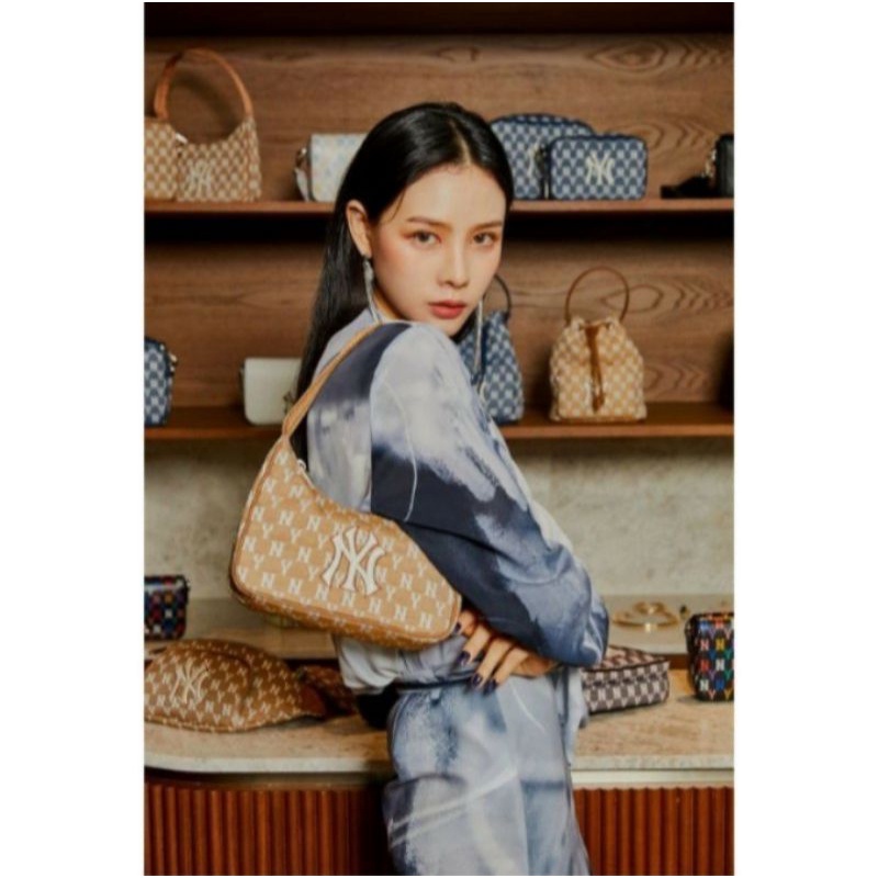 SZA8110 Tas MLB Monogram Jacquard Hobo Bag Korea Kekinian Banget Lagi Hits Terbaru Termurah Tas Wanita Import Shoulder Bag NY New York Yankees Handbag Ready Jakarta