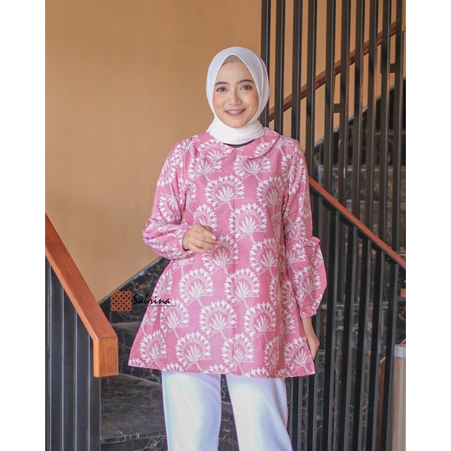 Nicota Blouse Atasan Batik Modern Kerja Kantor Wanita Katun Halus Adem Murah Kekinian