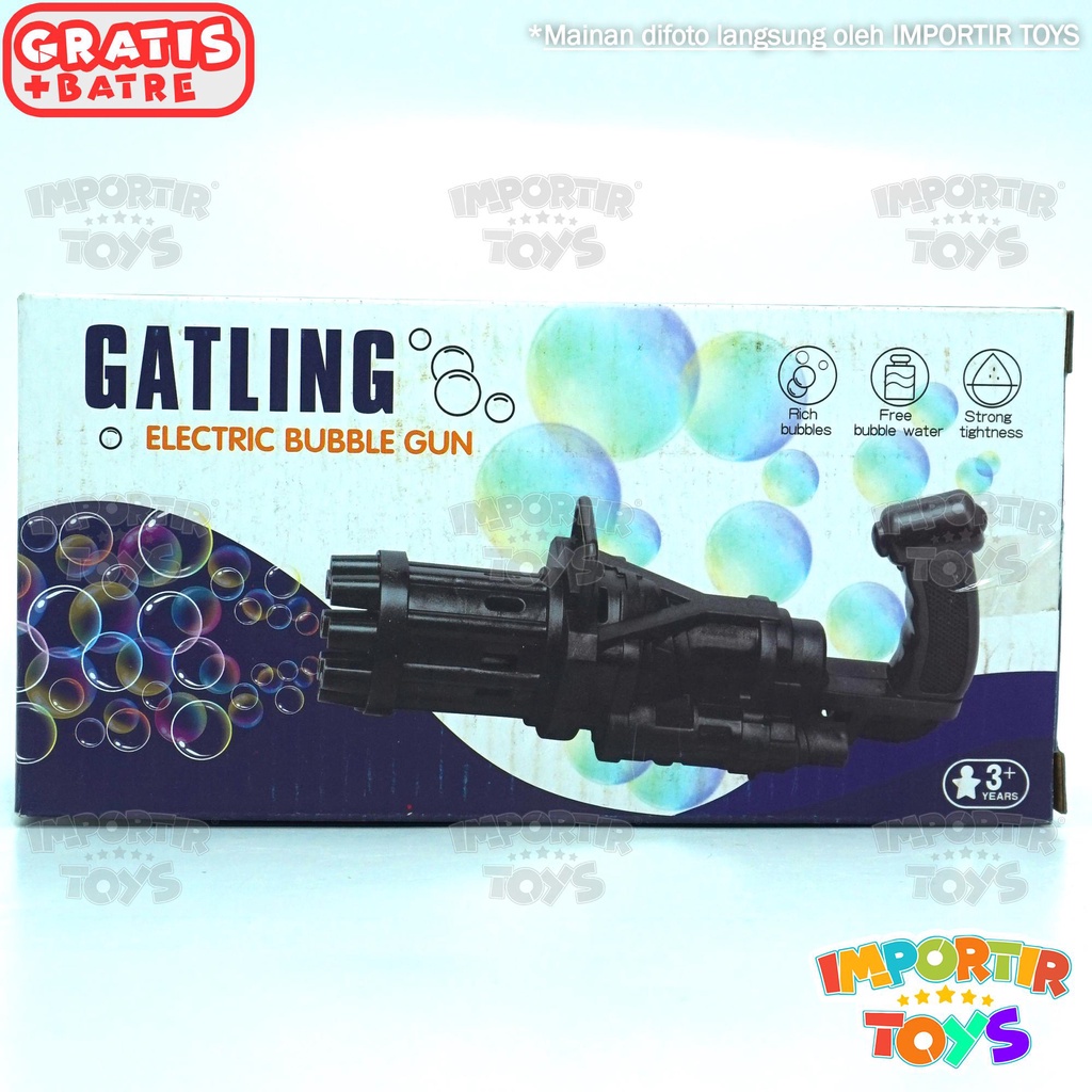 Mainan Pistol Bubble Anak Senjata Gatling Gun Electric Machine Jumbo Balon Gelembung