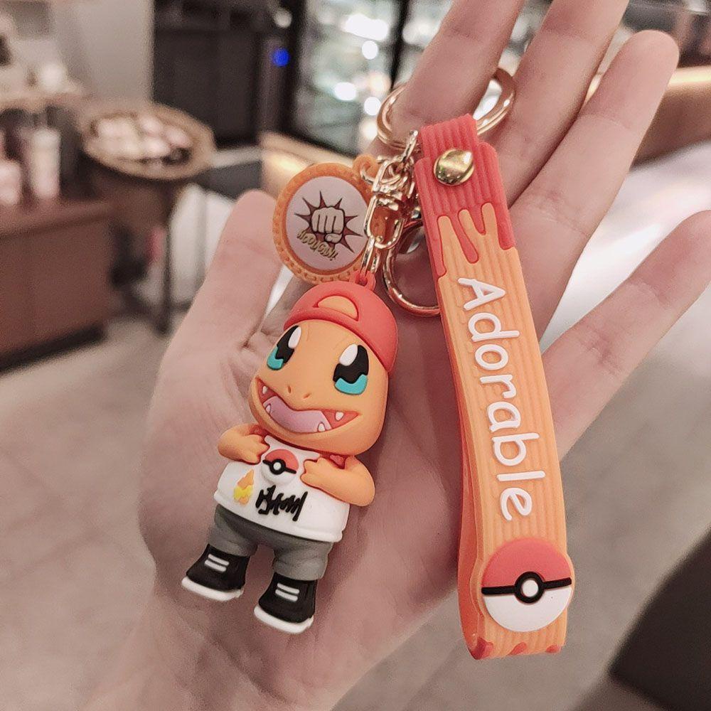 【 ELEGANT 】 Pikachu Gantungan Kunci Hadiah Lucu Miniatur Keyring Spray Fire Dragon Scultures Key Ring