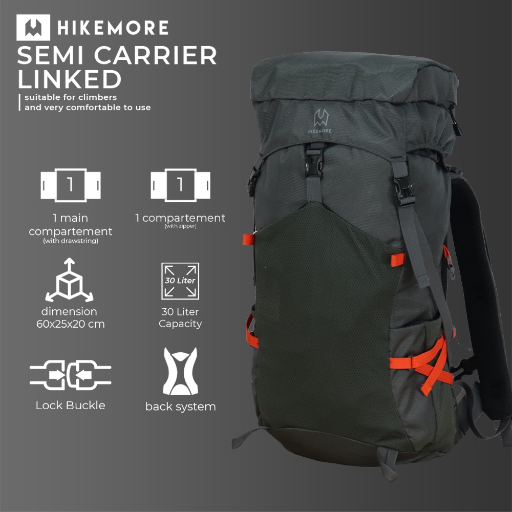 Hikemore Linked Tas Ransel Gunung Semi Carrier 30 Liter Outdoor Original