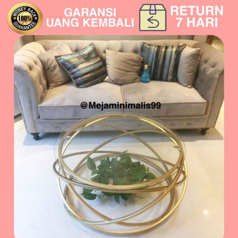 DAFA - MEJA TAMU GOLD MINIMALIS MEJA TAMU MEWAH MODERN MEJA GOLD FURNITURE GOLD MEJA BULAT MEJA TAMU