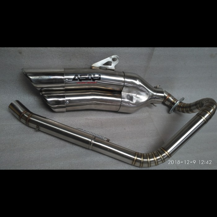 knalpot racing kawasaki w175 asay double muffler