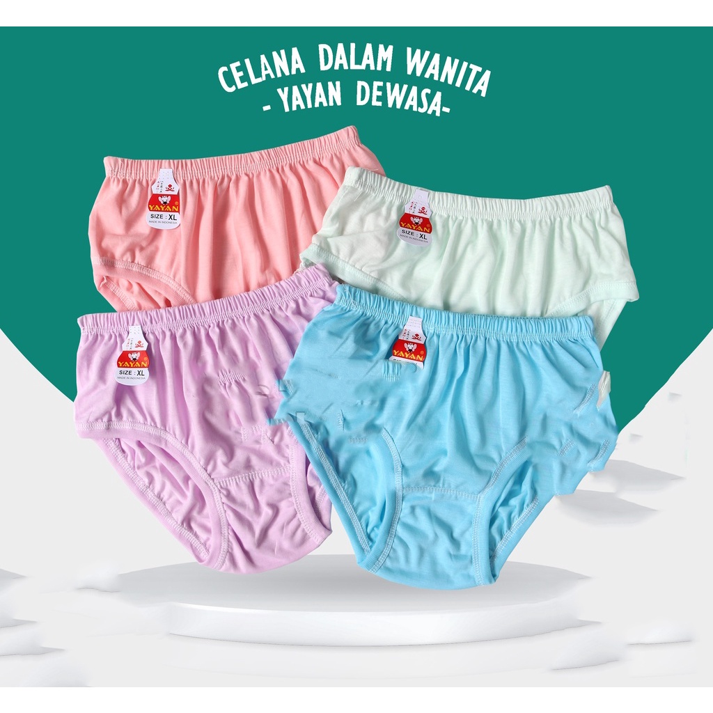 3 Pcs Celana Dalam Wanita Yayan - CD Wanita - Size Besar - Random Warna