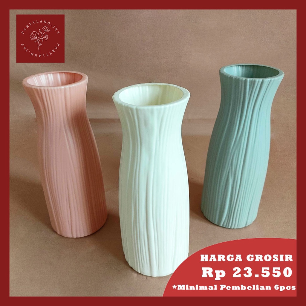 Plastic Large Wood Texture Flower Vas  Bunga Plastik Buatan Dekorasi Hias Pajangan