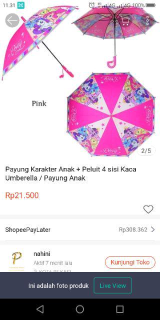 Payung Karakter Anak + Peluit 4 Sisi Kaca Umberella / Payung Anak