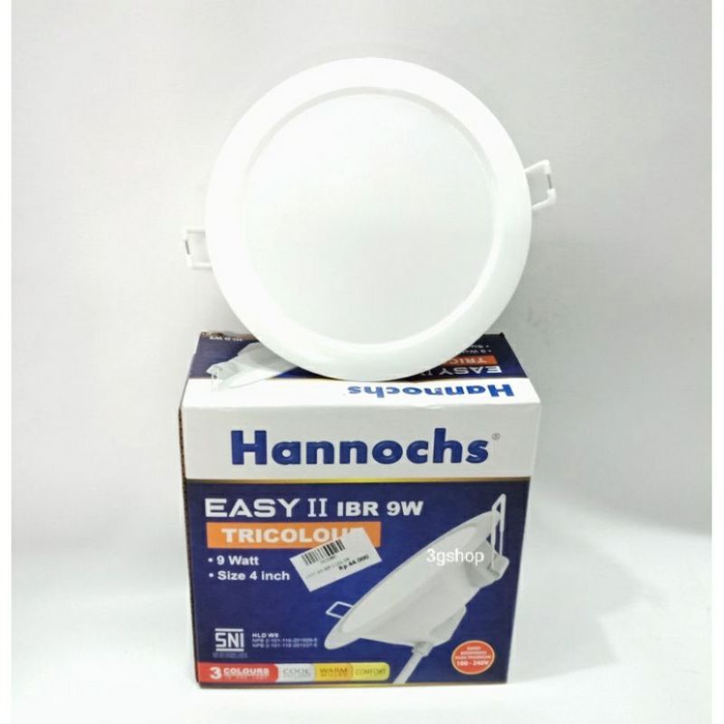 Downlight/Lampu panel LED Hannochs Tricolor 9watt 4inch