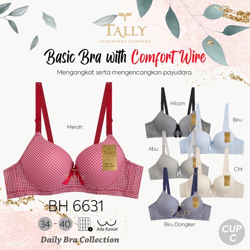 TALLY BRA BH 6631 I CUP C | SIZE 34 - 40 | ADA KAWAT I BUSA TIPIS