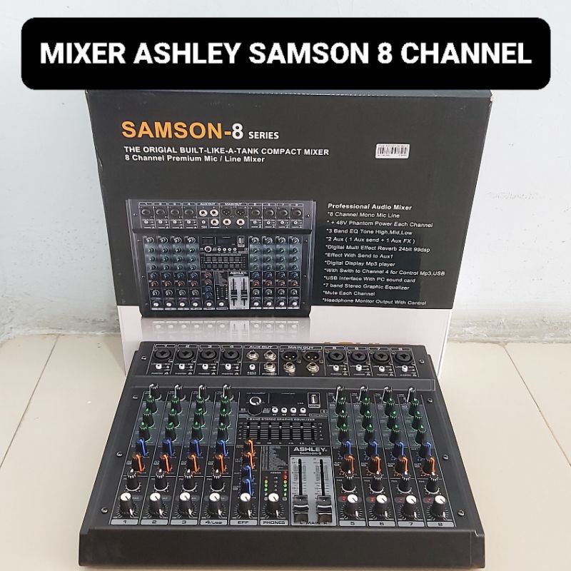 Mixer ASHLEY Samson 8 Channel Bluetooth Reverb Efek Vokal