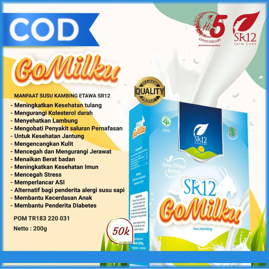 

GoMilku Susu Kambing Etawa Bubuk SR12 Go Milku SR 12 Herbal BPOM - 200 Gr