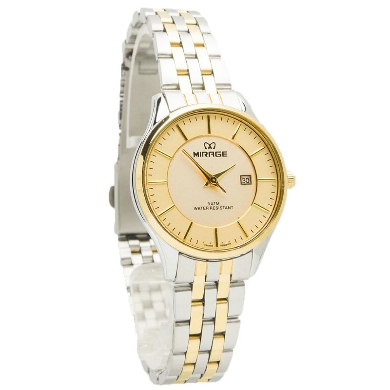 Terlaris  MIRAGE JAM TANGAN ORIGINAL WANITA Cantik Tipis Elegant Mewah Tahan air SILVERGOLD 8544L